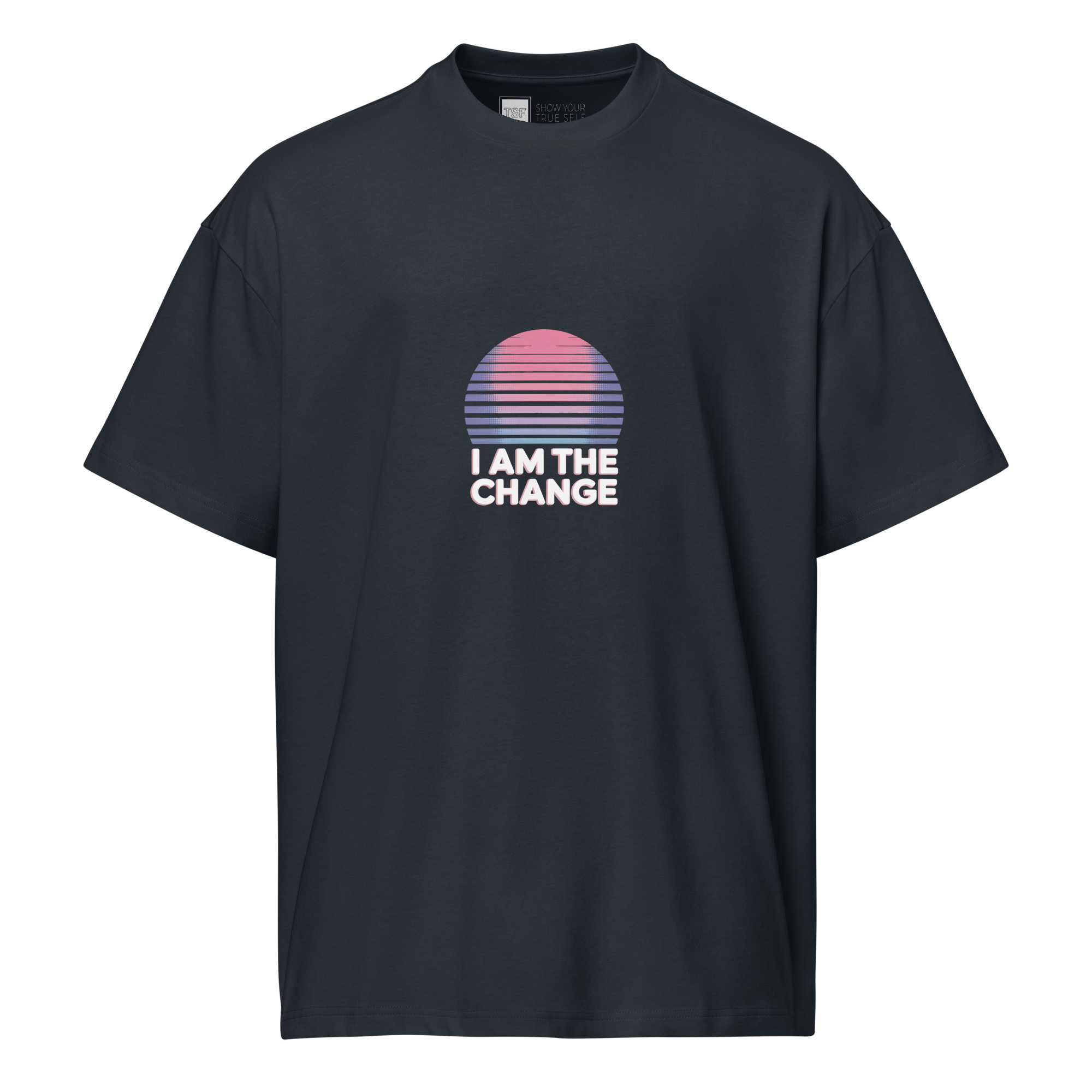 TSF i am the change box tee navy blazer