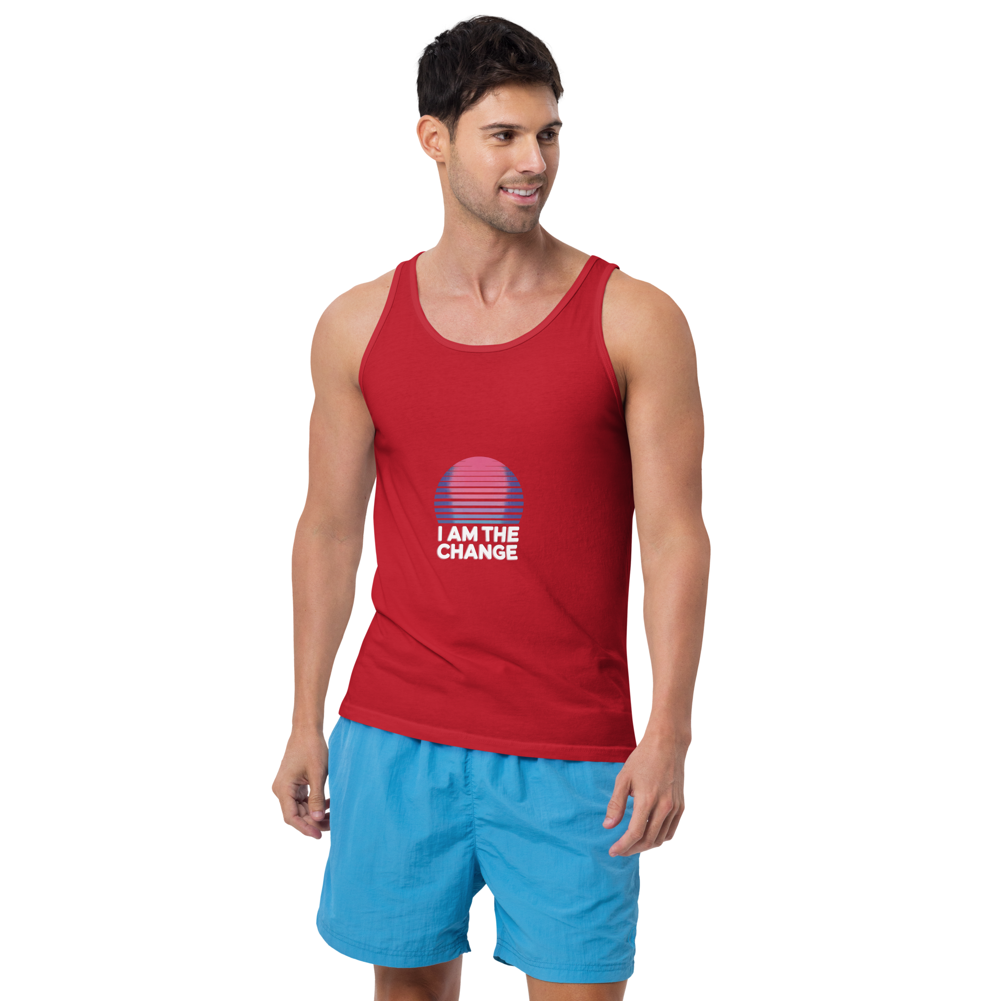 TSF tank top i am the change red front