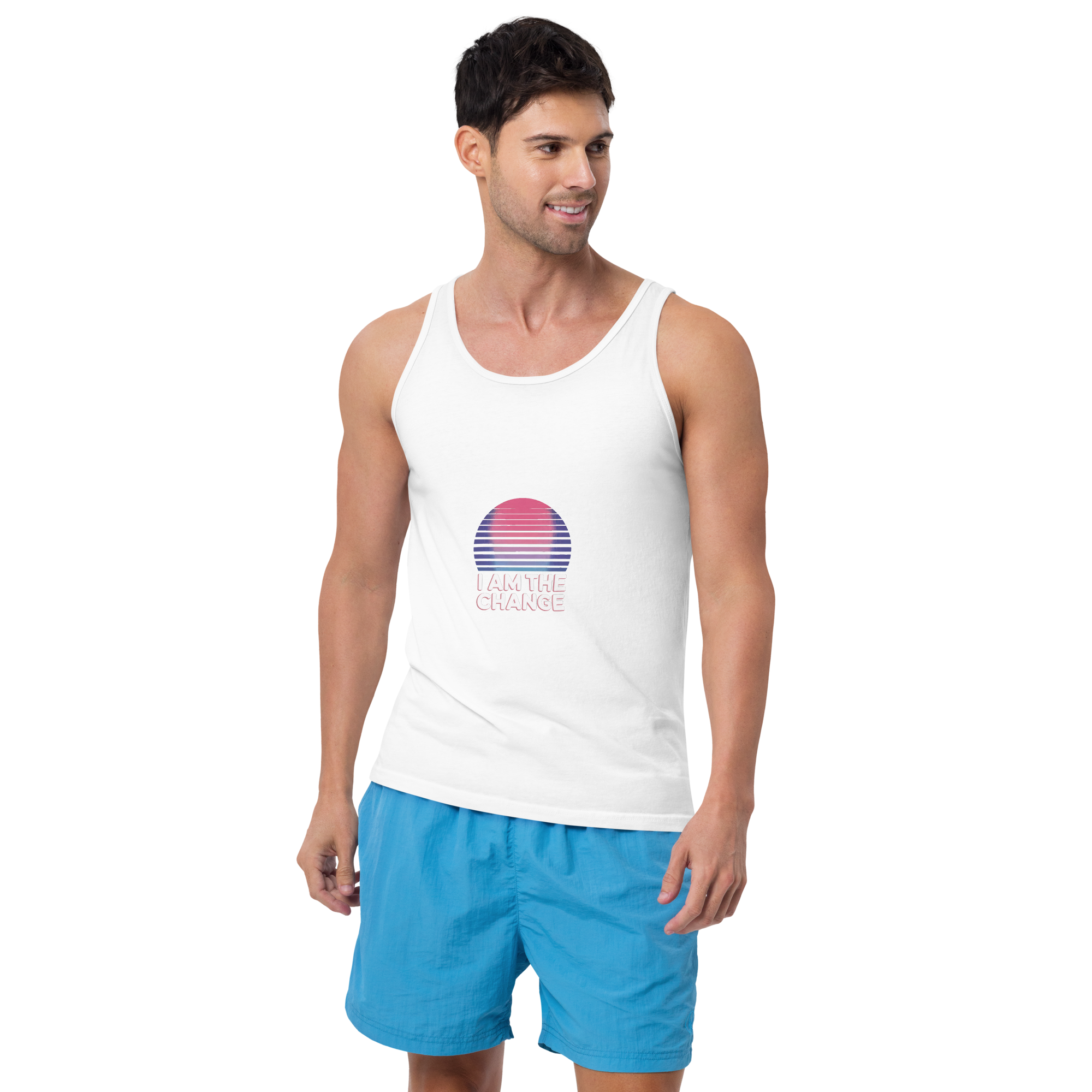TSF tank top i am the change white front