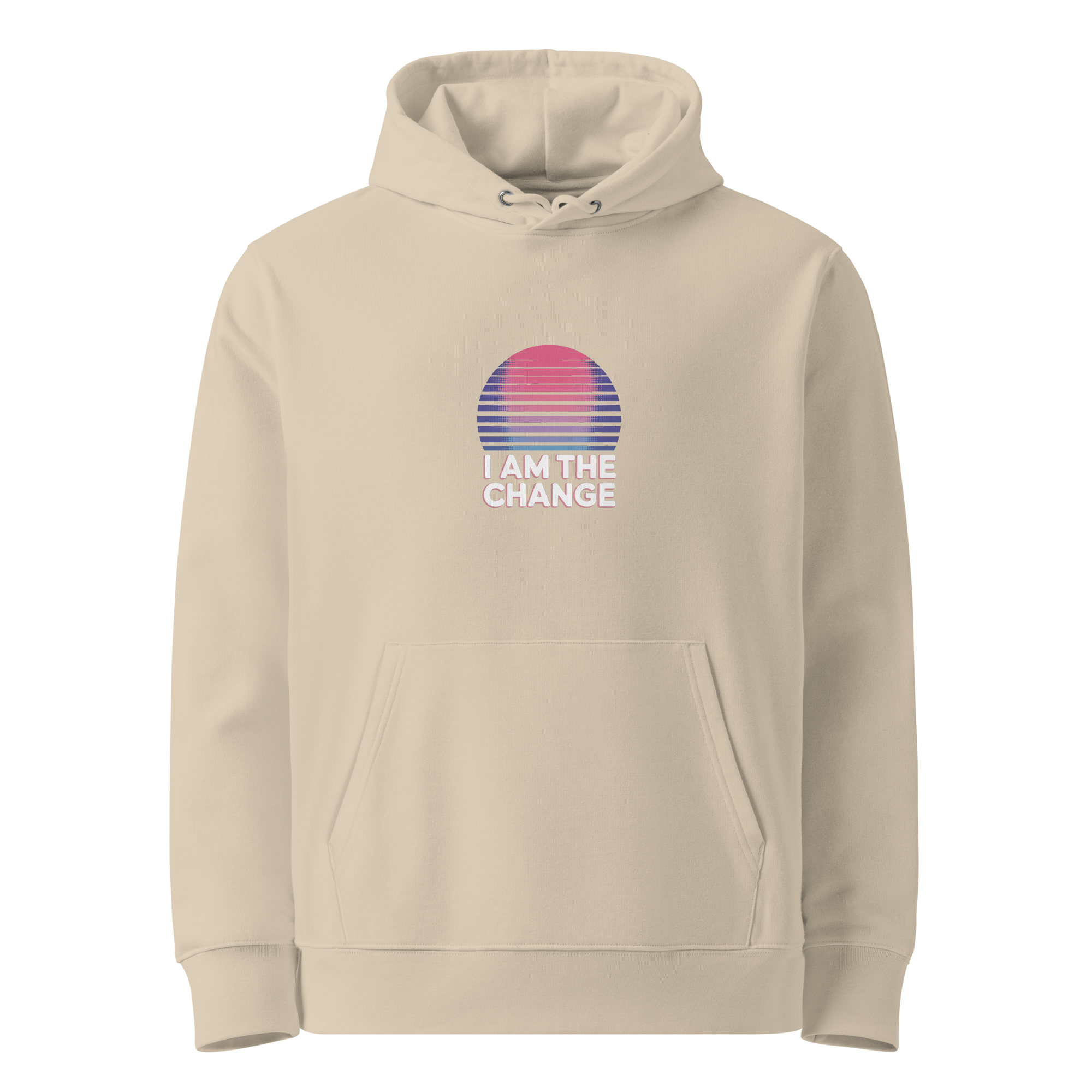 TSF organic cotton hoodie i am the change desert dust