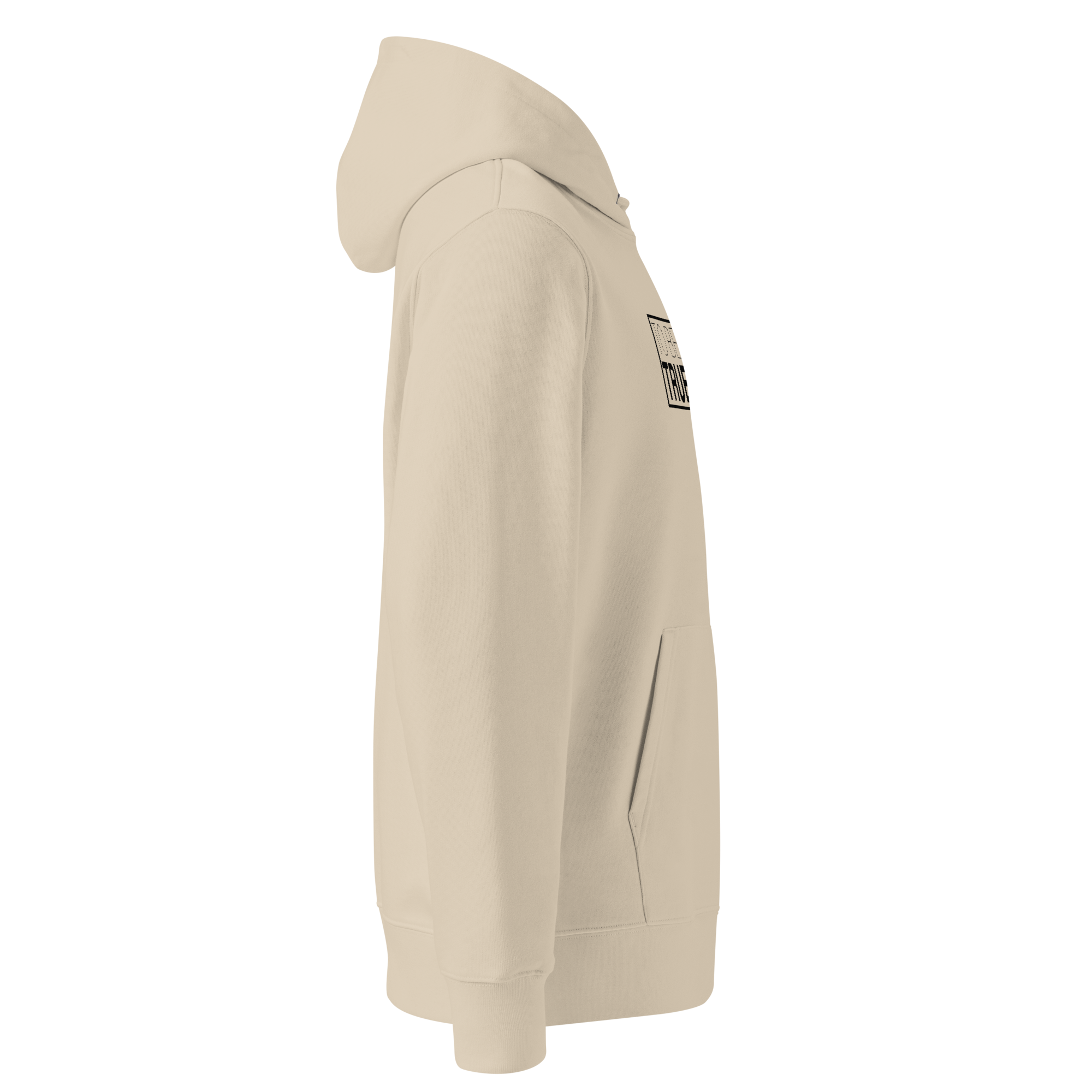 TSF organic cotton hoodie to be desert dust side