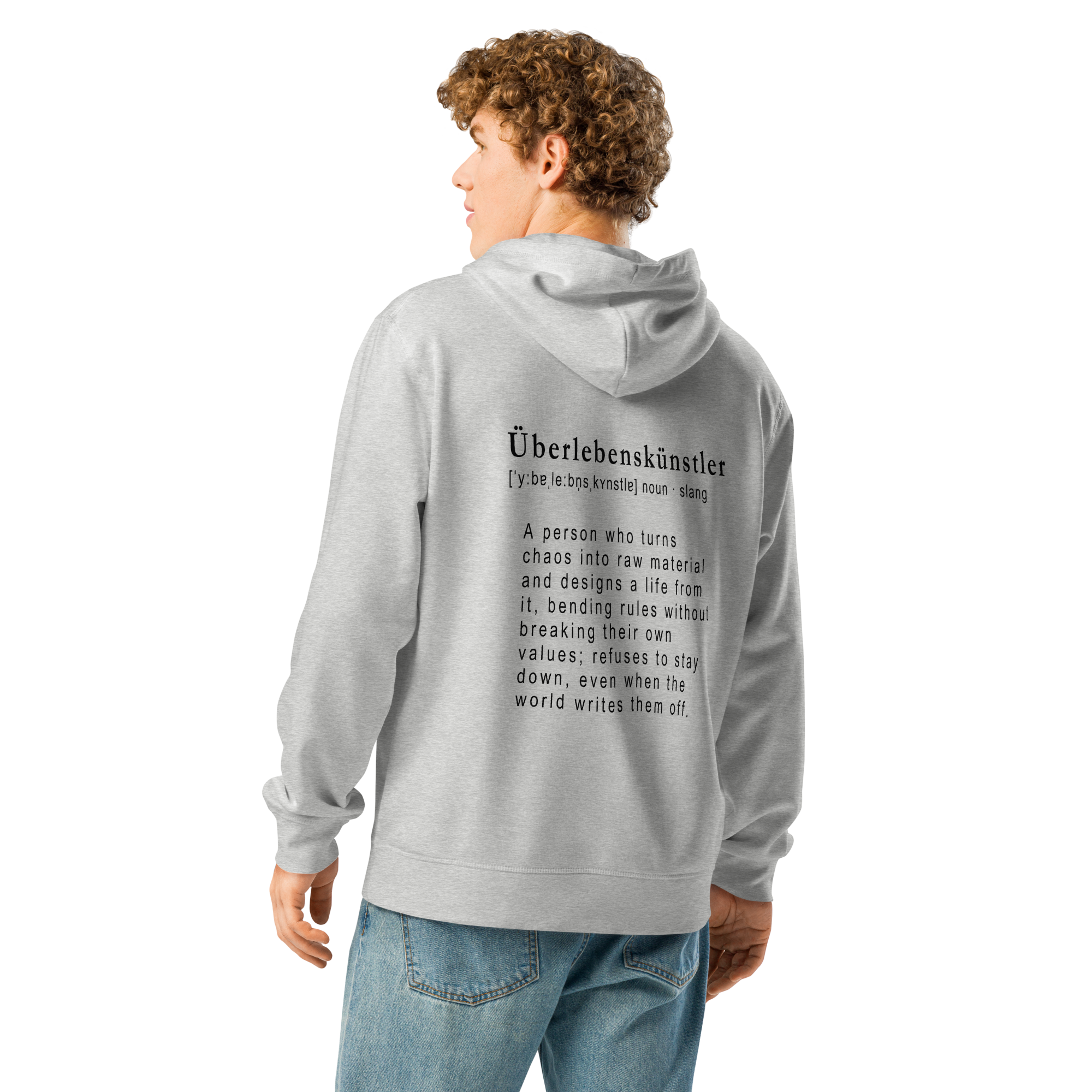 TSF Ueberlebenskuenstler Hoodie heather grey model
